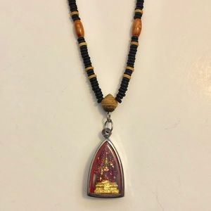 Beaded Necklace with Hindu God Pendant